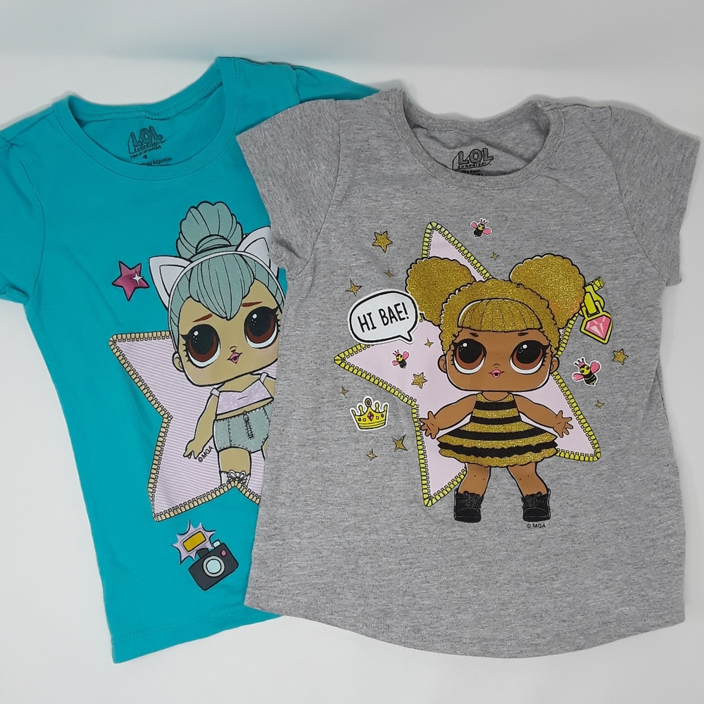 LOT SALE LOL Surprise Short Sleeve Glitterati Kitty Queen Shirt Size XS 4/5 & 4